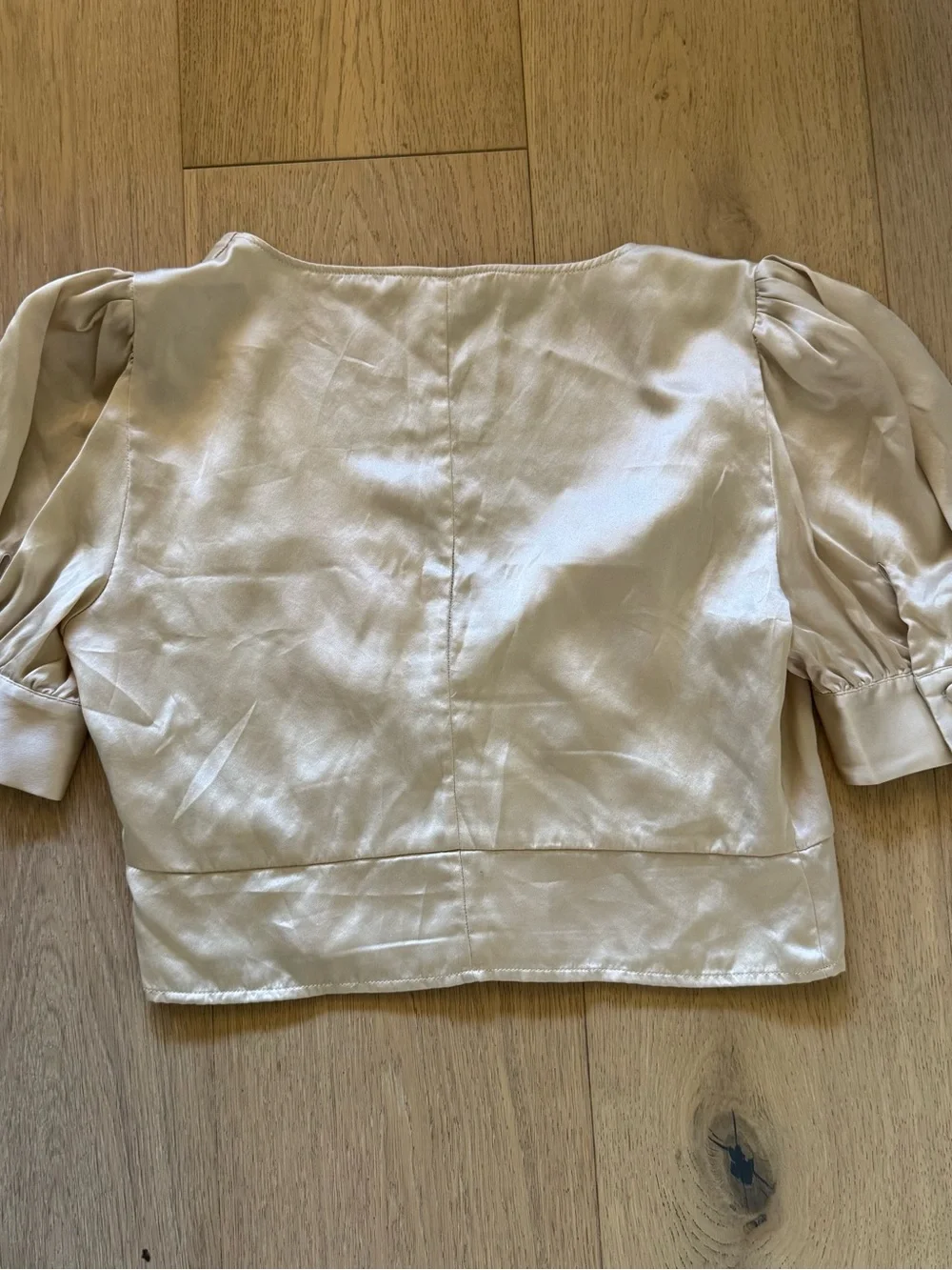 Reformation Satin V-Neck Blouse in Almond Cream - Picture 5 of 7